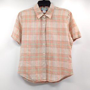 PENDLETON ORIGINALS Shirt Boys S Multicolor Linen Plaid‎ Button Short Sleeve